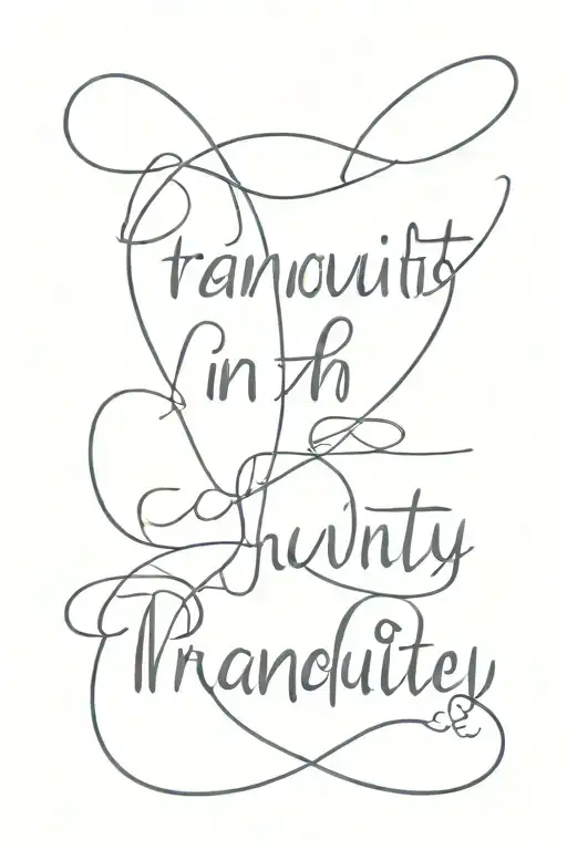 tranquility in cursive font tattoo design idea