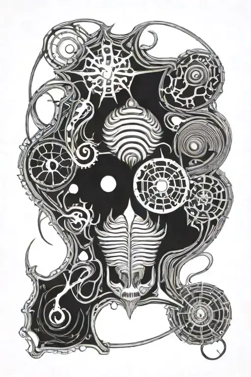 deep psychedelic bag tattoo based on hr giger style   tattoo design idea