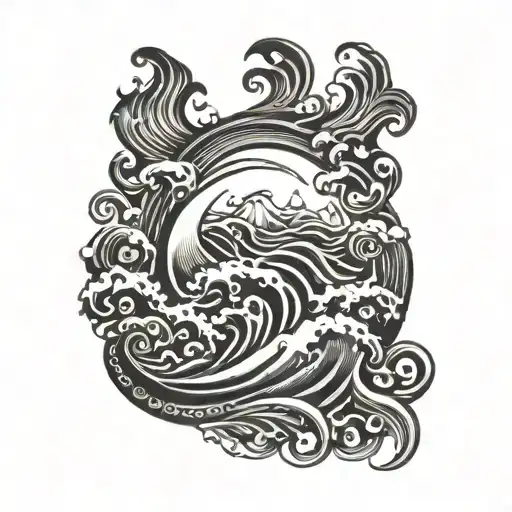 ocean waves tattoo design idea