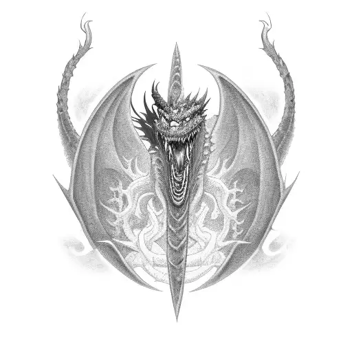 A black-grey tattoo of a wrench and a dragon intertwined, representing the client's passion for movies and occupation as a mechanic tattoo design idea