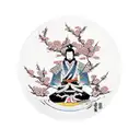 Samurai meditating under a blooming cherry blossom tree tattoo design idea
