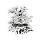 Samurai meditating under a blooming cherry blossom tree tattoo design idea