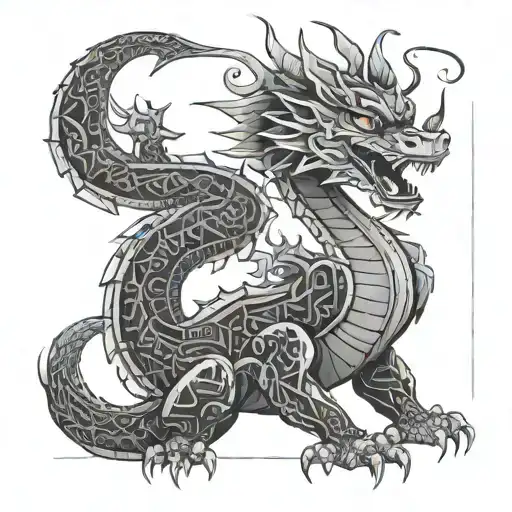 dragon Mushu standing tattoo design idea
