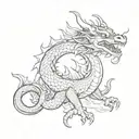dragon Mushu standing tattoo design idea