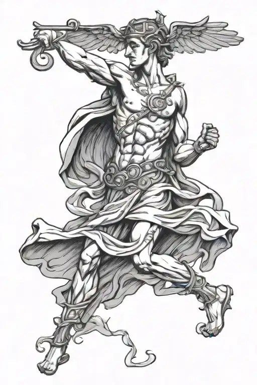 hermes greek god and crime tattoo design idea