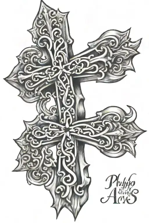 philippians 4:13 as a cross intertwined tattoo design idea