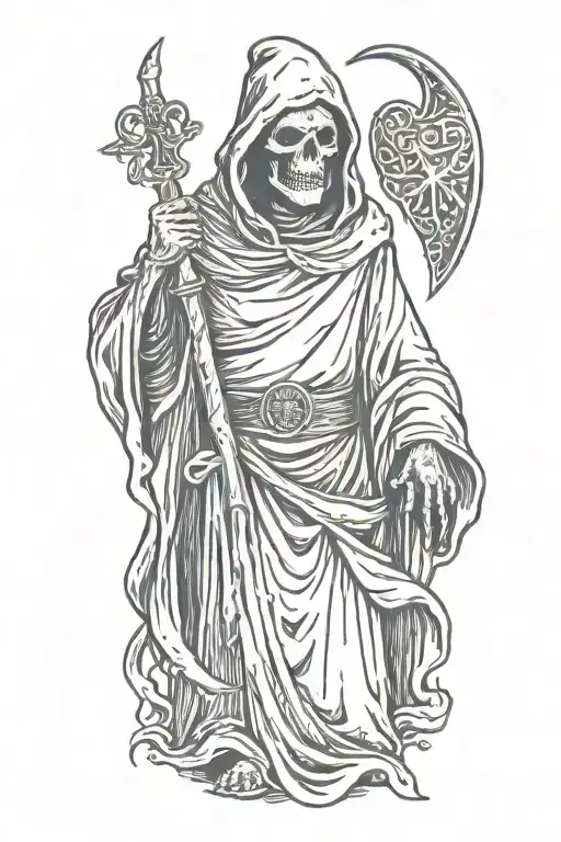 Grim Reaper protecting a heart tattoo design idea