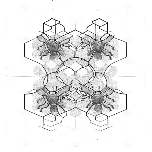 Honey Bee Hive with hexagons tattoo design idea
