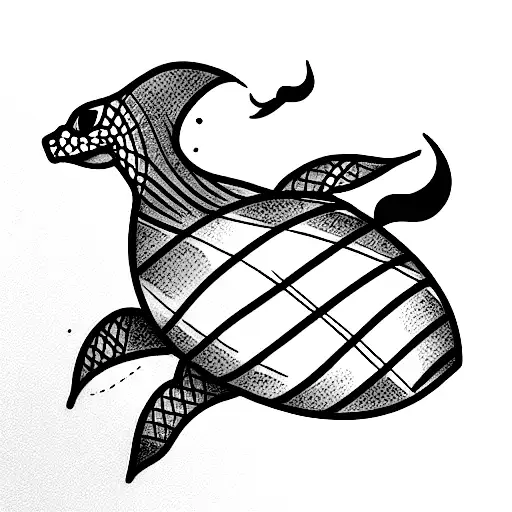 tiburon y tortuga tattoo design idea