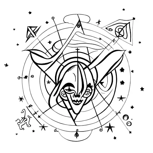night sky incorporating Libra and Scorpio star signs tattoo design idea