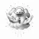 cloud background with words hear me calling over the top with a dove underneath tattoo design idea