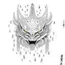 Raining Feathers, path to the top, predators, dragon flying around, black and white  tattoo design idea