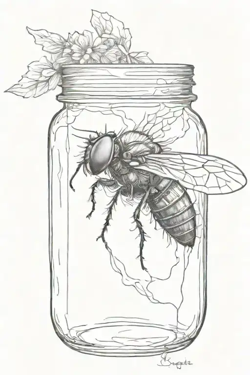 a fly trapped in a jar tattoo design idea