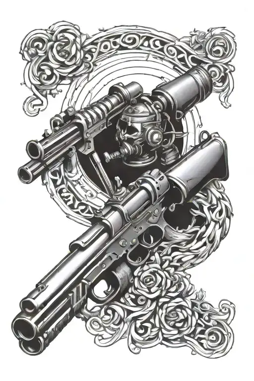 mad max shotgun resting tattoo design idea