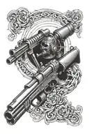 mad max shotgun resting tattoo design idea