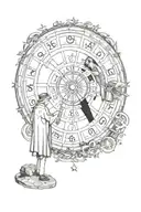 the magician and the wheel of fortune tarot tattoo design idea