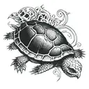 turtle with skull as shell tattoo design idea