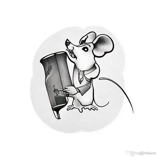 mouse playing clarinet tattoo design idea