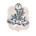 mouse playing clarinet tattoo design idea