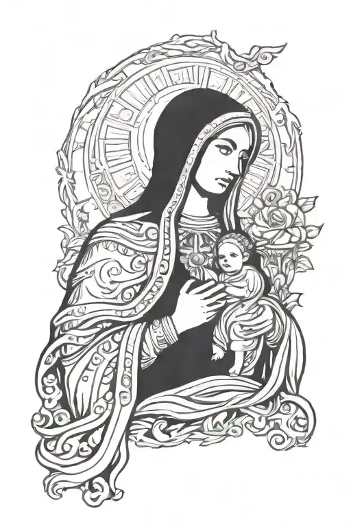 icon of the virgin mary tattoo design idea