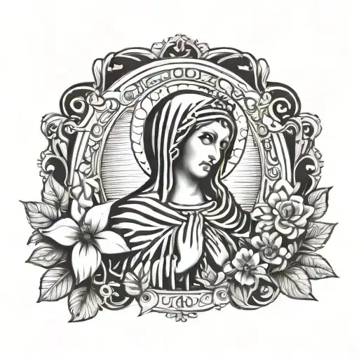 icon of the virgin mary in a rectangle tattoo design idea