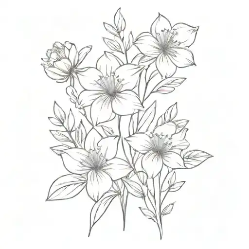 July may and December birth flower bouquet tattoo design idea