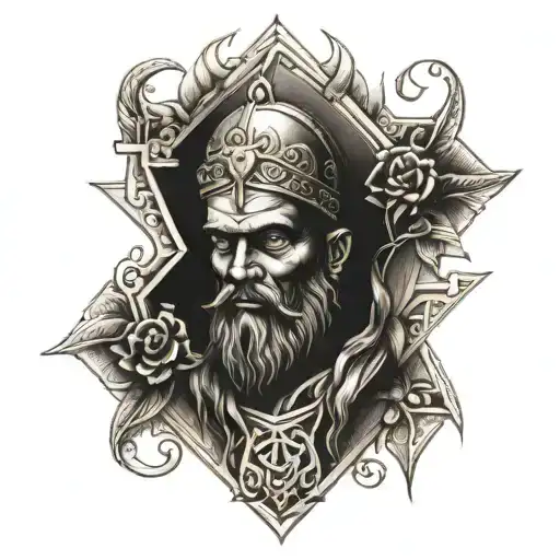 Slavic sketch on the elbow tattoo design idea