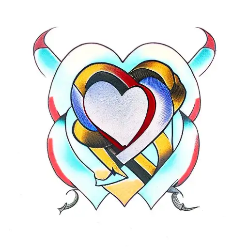 red heart with the letter "C" and "M" in it. tattoo design idea