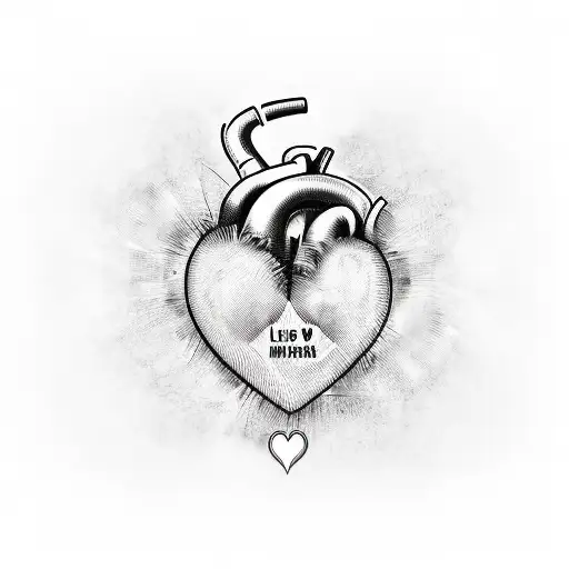 a heart with three names wrapped around it. the names are Lisa, Murray, Arthur, sybil tattoo design idea