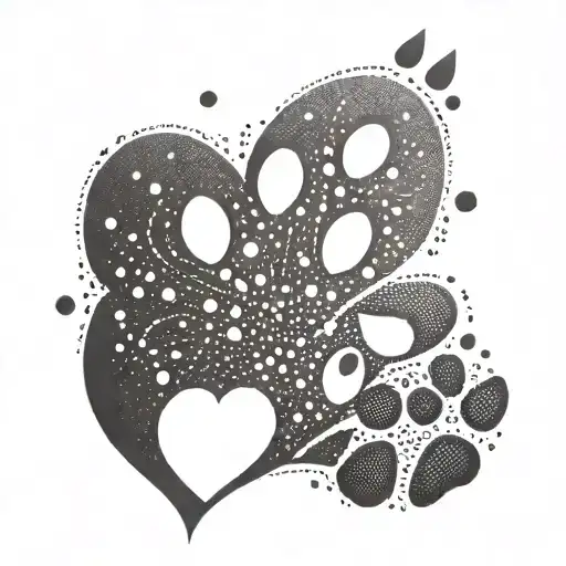 heart with paw prints tattoo design idea