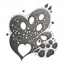 heart with paw prints tattoo design idea