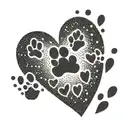 heart with paw prints tattoo design idea