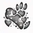 heart with paw prints tattoo design idea