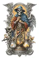 hourglass angels to grim reaper full body tattoo design idea