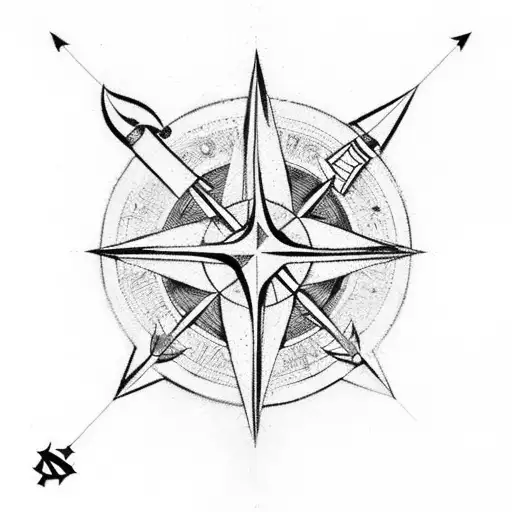 incorporate, arrow, compass, viking protection, Gemini tribal symbol tattoo design idea