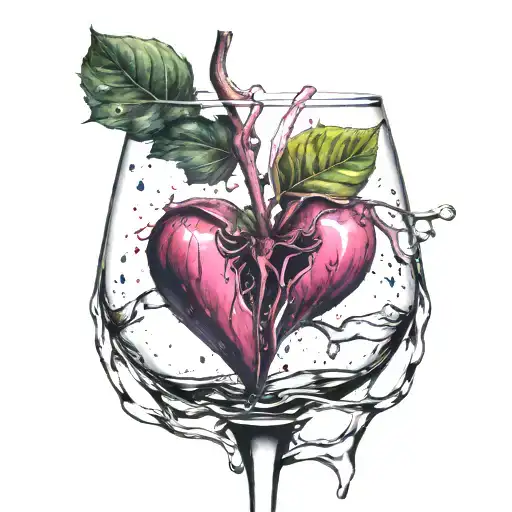a bleeding heart in a broken wine glass tattoo design idea