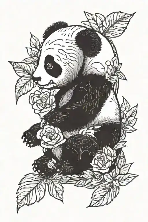 baby panda cuddly toy tattoo design idea
