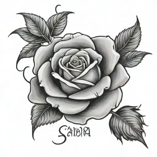 name tattoo Sandra with rose going threw tattoo design idea