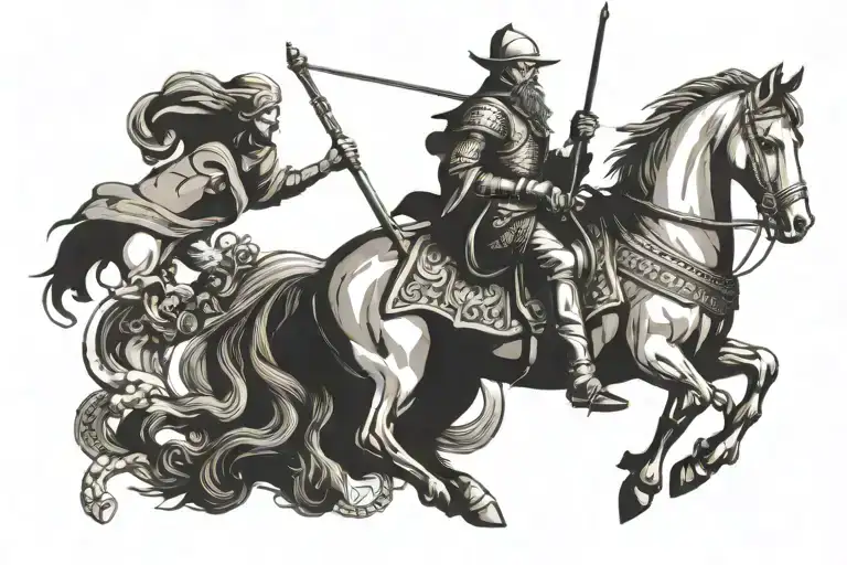 don Quixote riding a horse tattoo design idea