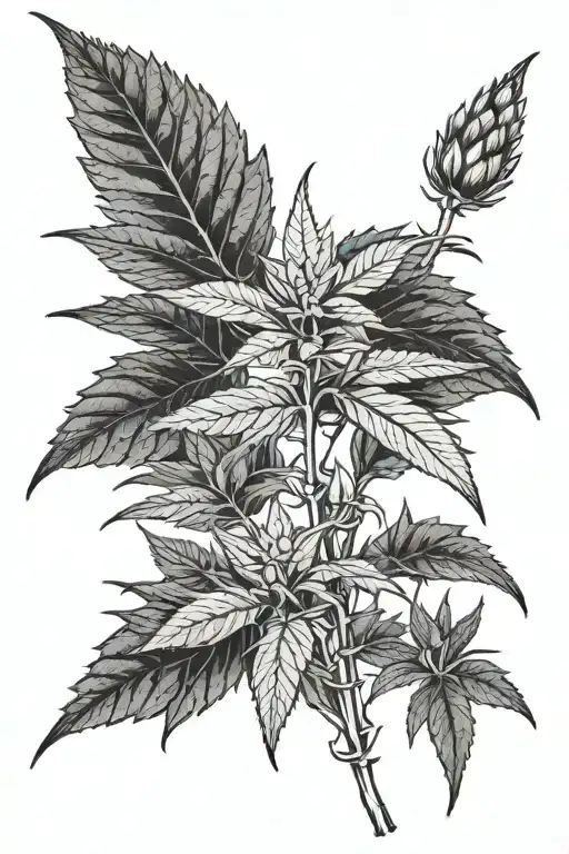 weed plant growing tattoo design idea