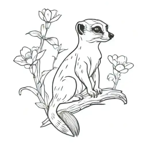  tattoo of a meerkat with flowers tattoo design idea