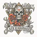 love, hate, earthquake  tattoo design idea