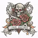 love, hate, earthquake  tattoo design idea