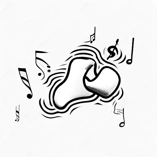 A minimalist tattoo of a boxing glove with musical notes floating around it tattoo design idea