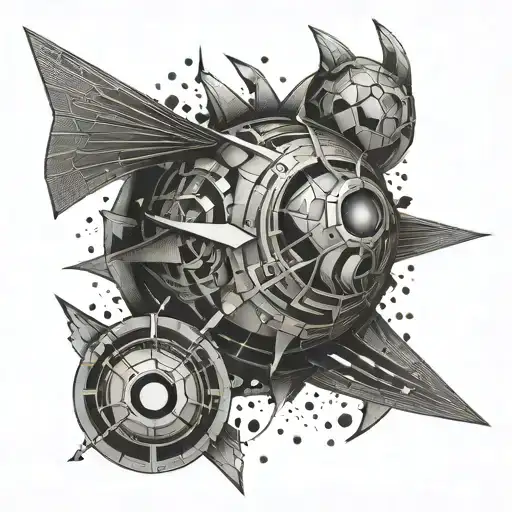 Abstract geometric pattern incorporating Helldiver symbols tattoo design idea