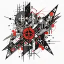 Abstract geometric pattern incorporating Helldiver symbols tattoo design idea