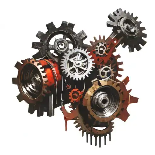 rusty cogs intertwined tattoo design idea