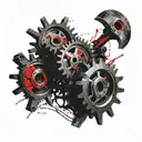 rusty cogs intertwined tattoo design idea