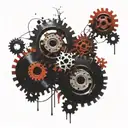 rusty cogs intertwined tattoo design idea