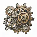 rusty cogs intertwined tattoo design idea